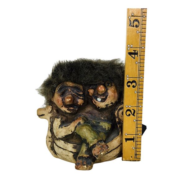 Vintage Fosse-Troll #118 In Norway Handmade Fantasy Conjoined Double Head Troll - Picture 7 of 7